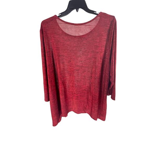 Women's Red Black Knit Embellished Scoop Neck Lightweight Sweater - Picture 4 of 7